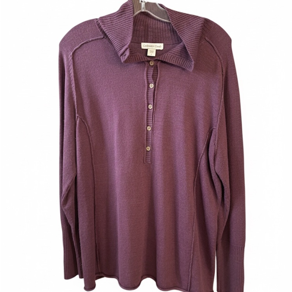 Coldwater Creek Plum Button-Up Sweater‎